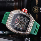 Men's watch Barrel-Shaped Square Diamond 6-Pin Quartz Watch European Fashion Men's Watch in Stock 8130