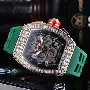 Men's watch Barrel-Shaped Square Diamond 6-Pin Quartz Watch European Fashion Men's Watch in Stock 8130