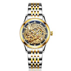 LAOGESHI dragon and phoenix steel strap couple watch mechanical hollow luminous waterproof watch automatic mechanical watch