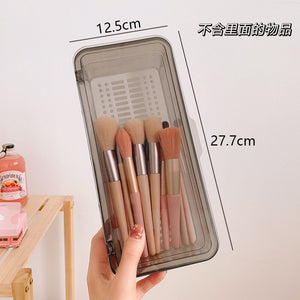 Makeup brush storage box with lid dustproof beauty egg lipstick portable desktop transparent storage bucket