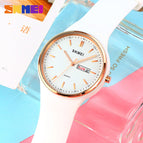 SKMEI casual simple ladies watch round scale double calendar watch elegant female student quartz watch
