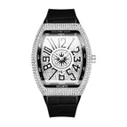 PINTIME Watch Men's casual Frankenstein Wine Barrel Watch Large Dial Watch leather Diamond Retro Watch
