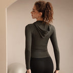 Sports jacket women's 2022 new fitness clothes long-sleeved hooded jacket suit running yoga top 208