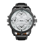Oulm Cool Men's Watch Quartz Watch New Four Time Zone Casual Fashion Multi-Time Zone Large Dial Men's Watch HP3233