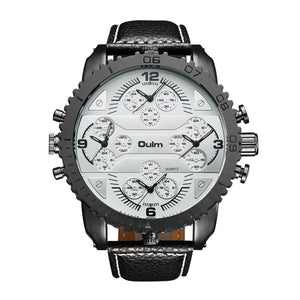 Oulm Cool Men's Watch Quartz Watch New Four Time Zone Casual Fashion Multi-Time Zone Large Dial Men's Watch HP3233