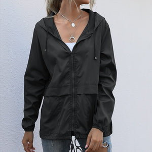 Exdeal Women's zipper Hoodie lightweight outdoor walking raincoat jacket waterproof for women