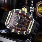 Watch for men Fashion Hollowed-out Barrel Quartz Watch Richard Six-Pin Walking Seconds Sports Casual Men's Watch 1035