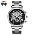 Men's Multi-Function Calendar Watch Hollow out Student Black Gold Business Waterproof Trend Steel Watch