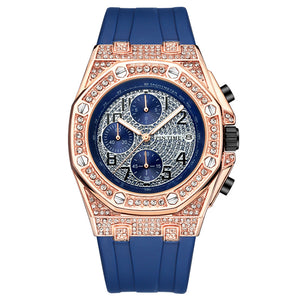 Men's Watch Retro Personalized Diamond-Embedded Large Dial Timing Function Luminous men casual Quartz Watch 2665