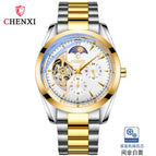 CHENXI Men's Mechanical Watch Waterproof Sun Moon Star Automatic Skeleton Watch Men's Mechanical Watch CX-8801