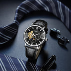 KIMSUDN's new diamond-encrusted hollow sun, moon, and stars automatic mechanical luminous waterproof business men's watch K-2181A