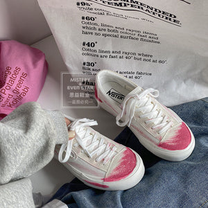Classic all-match low-cut one-step girl white shoes 2021 fall new cute graffiti canvas shoes 539