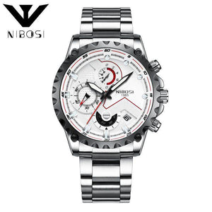 NIBOSI 2322 Men's Watches Top Brand Luxury Fashion Watch Men Sport Quartz Clock Full Steel Business Waterproof Watch