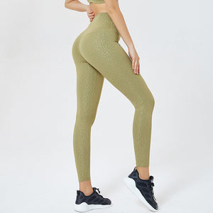 2021 new yoga pants women's high waist elastic tight running exercise and fitness riding leopard trousers 6097