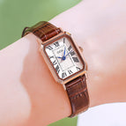 GEDI women's fashion Rose Gold Square retro Roman scale trend waterproof watch Korean version simple leather