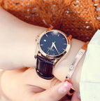 High Quality GUOU 8055 Classic Rose Gold Leather Gift Quartz Analog Bracelet Wristwatches Watch for Women Girl Female