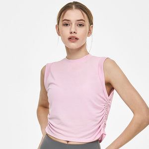Short-sleeved yoga clothes tops women's loose sleeveless yoga vests fitness clothes sportswear running T-shirt qd52