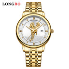 Longbo men's casual watch business quartz watch all-gold horse pattern dial watch men's watch 80891