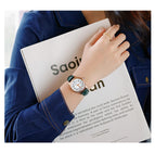 GUOU watch women's fashion trend large dial leather quartz watch retro wild waterproof ladies watch 6044