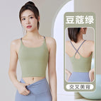 New yoga sports vest Thin Shoulder Sports Sling Padded Vest Sports Underwear Women's Bra Fitness Yoga Beauty Back Top JYMB005