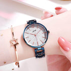 GEDI 81034 Fashion Casual Watch Hot Sale Women Elegant Luxury Stainless Steel Alloy Strap Waterproof Ladies Diamond Rhinestone Analog Quartz Wristwatch