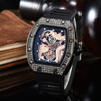 New Richard men and women watch Hollow-out Diamond-Embedded Barrel-Shaped Waterproof Quartz Pointer casual men Watch 9928