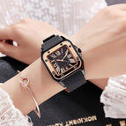 [Ready stock]GUOU fanshion Women Watches Lady Luxury Wristwatches Rubber Silicon Dress Square Quartz Watch