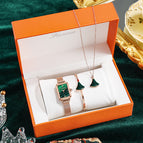 2021 New Fashion lady watch Square Set Women's Watch Small Green quartz bracelet Watch set fxn051