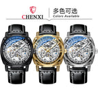 CHENXI new retro carved watch men's mechanical watch leather waterproof hollow automatic mechanical watch