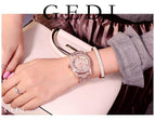 GEDI 2036 Fashion Casual Watch Hot Sale Women Elegant Luxury Stainless Steel Waterproof Ladies Diamond Rhinestone Analog Quartz