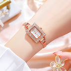 GEDI full diamond small square plate watch new ladies fashion starry delicate light luxury bracelet quartz watch women 1005