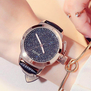 GUOU 8181 Women Watches Ladies Watch Luxury Sparkling Diamond Watch Leather Strap Clock Women's Watches