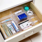 [Local Warehouse] 7 Pcs Drawer Organizers 4-Size Makeup Desk Drawer Organizer Plastic Bathroom Storage Bins Versatile Trays Vanity Dividers Container for Bedroom Dresser Kitchen Office