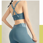 Yoga Clothes Women's Suit with Chest Pad High Strength Bra Running Sports Fitness Quick-Drying Clothes Two-Piece Set ENY236