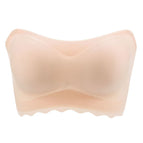 Plus size Strapless bra large size gathered anti-slip thin bra anti-drop no wire invisible wireless lace underwear