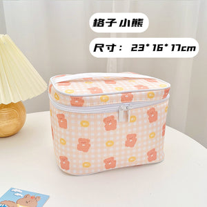 Cartoon cosmetic bag portable large-capacity storage bag ins travel wash cosmetics storage bag