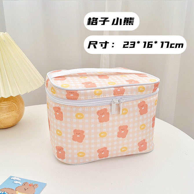 Cartoon cosmetic bag portable large-capacity storage bag ins travel wash cosmetics storage bag