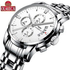 OLMECA Men Watch Chronograph Sport Mens Watches Top Brand Luxury Waterproof Full Steel Quartz Gold Clock Men Relogio Masculino