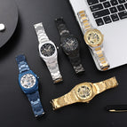 Fashion Square men Watch BESTWIN Hollow Men's Watch Butterfly Clasp Men's casual Quartz Watch 983-1