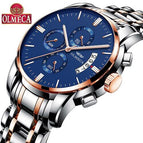 OLMECA Men Watch Chronograph Sport Mens Watches Top Brand Luxury Waterproof Full Steel Quartz Gold Clock Men Relogio Masculino