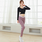Women's Yoga Wear Set fashion Long Sleeve High Waist two piece set 8086/6043