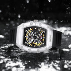 KIMSDUN fashion barrel-shaped silicone transparent hollow automatic mechanical watch men's K-2017A