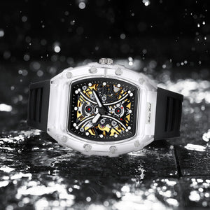 KIMSDUN fashion barrel-shaped silicone transparent hollow automatic mechanical watch men's K-2017A