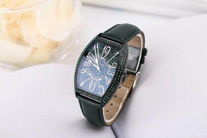 Guou 8200 Crystal Bling Women watches Fashion Leather Rectangle Watches leather watchbelt qu arz women watch