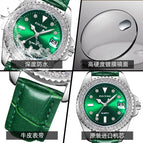 Belt Watch Fashion Trendy Green Niche Diamond Water Calendar Luminous Waterproof Watch for Women 8125