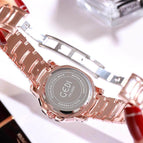 GEDI 3200 Fashion Casual Rhinestones Watches Stainless Steel Waterproof Ladies Analog Quartz Wristwatch Female Gift Clock Watch for Women