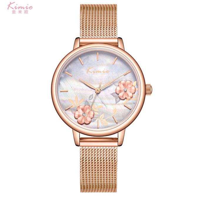 Kimio Watch Net Chain Fashion Simple Leisure Embossed Printed Women's casual Watch