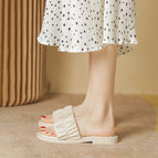 Slippers women's summer 2022 pleated one word women's outer wear sandals and slippers women's soft bottom slippers