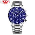 NIBOSI 2339 Luxury Luminous Men Watches Waterproof Stainless Steel Analogue Wrist Watch Chronograph Date Quartz Watch