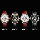 KINYUED Automatic Skeleton Mechanical Watch Fashion Leather Waterproof Men's Watch JYD-J017